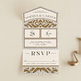 "Floral mosaic" - Savvy Wedding Invitations in Sand by GeekInk Design - Front Open