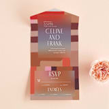 "Retro Grid" - Savvy Wedding Invitations in Sunset by Simona Camp - Front Open