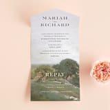 "Roman Landscape" - Savvy Wedding Invitations in Moss by Olivia Kanaley Inman - Front Open