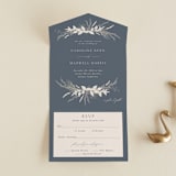 "Winter White Botanicals" - Savvy Wedding Invitations in Slate by Erin Deegan - Front Open