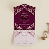 "Henna" - Savvy Wedding Invitations in Mixed Berry by fatfatin - Front Open