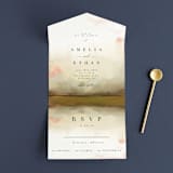 "Pastel Sky" - Savvy Wedding Invitations in Moss by Hannah Williams - Front Open