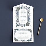 "Flourish" - Savvy Wedding Invitations in Bluemoon by Jen Owens - Front Open