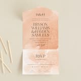 "Swept" - Savvy Wedding Invitations in Blush by Snow and Ivy - Front Open