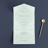 "Fairy Forest" - Savvy Wedding Invitations in Sage by Kristen Knechtel - Front Open