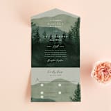 "The Forest" - Savvy Wedding Invitations in Jade by Elly - Front Open
