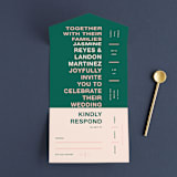 "Bold Type" - Savvy Wedding Invitations in Parrot by Owl and Toad - Front Open