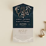 "Deco Garden" - Savvy Wedding Invitations in Dusk by GeekInk Design - Front Open