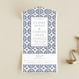 "watercolor tile" - Savvy Wedding Invitations in Cobalt by Katharine Watson - Front Open