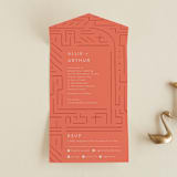 "Lines" - Savvy Wedding Invitations in Melon by JeAnna Casper - Front Open