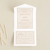 "Modern Ticket" - Savvy Wedding Invitations in Rust by Alethea and Ruth - Front Open