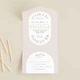 "Center Crest" - Savvy Wedding Invitations in Sweet Potato by Alethea and Ruth - Front Open