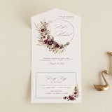 "Dried Floral Wreath" - Savvy Wedding Invitations in Cabernet by Erin Deegan - Front Open