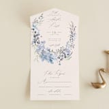 "Wildflower Wreath" - Savvy Wedding Invitations in Sky by Grace Kreinbrink - Front Open