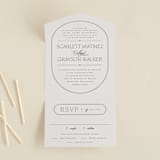"Capsule" - Savvy Wedding Invitations in Stone by Everett Paper Goods - Front Open