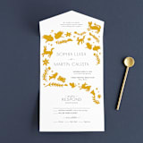 "Otomi" - Savvy Wedding Invitations in Sunshine by Shari Margolin - Front Open