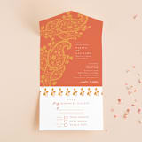 "Heritage Paisley" - Savvy Wedding Invitations in Tangerine by Kanika Mathur - Front Open