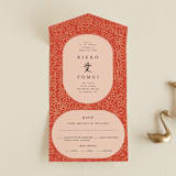 "Japanese Fabric" - Savvy Wedding Invitations in Persimmon by Becky Nimoy - Front Open