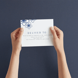 "two toned" - Savvy Wedding Invitations in Marseille Bleu by Deborah Chou - How it works