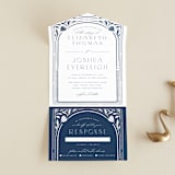 "Nouveau Frame" - Savvy Wedding Invitations in Delphinium by Ashley DeMeyere - Front Open