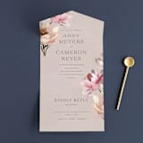"Chalk Floral" - Savvy Wedding Invitations in Dove by Olivia Kanaley Inman - Front Open