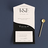 "Engraved" - Savvy Wedding Invitations in Charcoal by Claudia Orengo - Front Open
