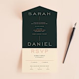 "Top to Bottom" - Savvy Wedding Invitations in Evergreen by Kindred Fields - Front Open