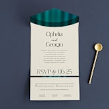 "Spectrum" - Savvy Wedding Invitations in Teal by Heather Schertzer - Front Open
