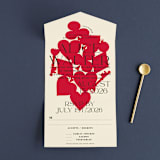 "Pair of Hearts from Disney's Alice In Wonderland" - Savvy Wedding Invitations in Ruby by Baumbirdy - Front Open