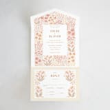 "Floral Border" - Savvy Wedding Invitations in Peach by Pippa Shaw - Front Open