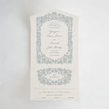 "Embroidered" - Savvy Wedding Invitations in Dusty Blue by Jen Owens - Front Open