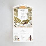"Valley of the Moon" - Savvy Wedding Invitations in Sage by Shiny Penny Studio - Front Open