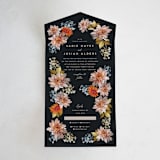 "Dahlia Season" - Savvy Wedding Invitations in Navy by Olivia Kanaley Inman - Front Open