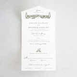 "Vineyard" - Savvy Wedding Invitations in Olive by Sarah Brown - Front Open