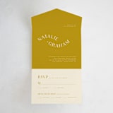 "Swoop" - Savvy Wedding Invitations in Marigold by Stacey Day - Front Open