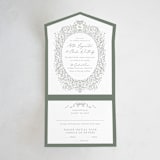 "Ornate sketched frame" - Savvy Wedding Invitations in Forest by Jackie Crawford - Front Open