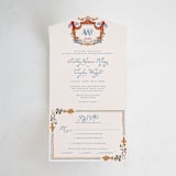 "Swan Crest" - Savvy Wedding Invitations in Royal by Cass Loh - Front Open