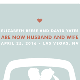 "just married" - Wedding Announcements in Light Teal by Three Kisses Studio - Detail