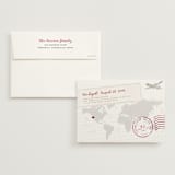 "A Faraway Destination" - Wedding Announcements in Deep Red by bumble ink - Invitation with Envelope