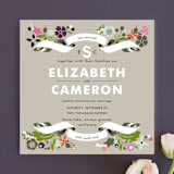 "Banner and Branches" - Wedding Announcements in Soft Beige by Alethea and Ruth - Front