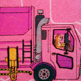 "Garbage Cat" - Limited Edition Fine Art Print in pink by Janie Allen