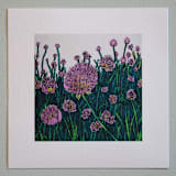"Garden Sketch Flowering Chives" - Limited Edition Fine Art Print in green by Janie Allen