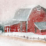 "Snowy Barn" - Limited Edition Fine Art Print in multicolor by Lindsay Megahed