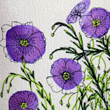 "Garden Sketch Blue Flax" - Limited Edition Fine Art Print in purple by Janie Allen