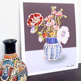 "Blue Vase 2" - Limited Edition Fine Art Print in multicolor by Shraddha Dharia