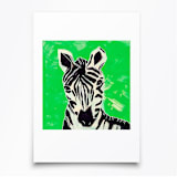 "Zany Zebra" - Limited Edition Fine Art Print in green by Sarah Fitzgerald