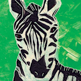 "Zany Zebra" - Limited Edition Fine Art Print in green by Sarah Fitzgerald