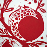 "Pomegranates original linocut art print" - Marketplace Art Prints in red by Alexandra Dzh