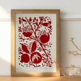 "Pomegranates original linocut art print" - Marketplace Art Prints in red by Alexandra Dzh