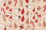 "Retro Ornaments" - Apron in Coral by Vivian Yiwing - Fabric Detail